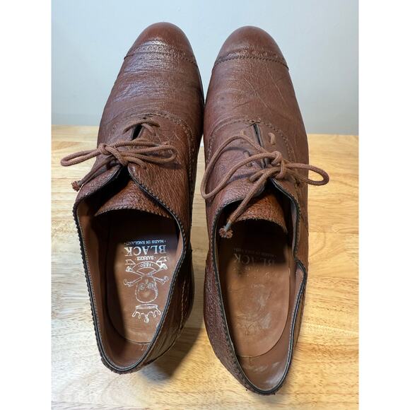 Barker Black Brown Leather Made in England Oxford Dress Shoes Size 9 JL - Picture 13 of 16